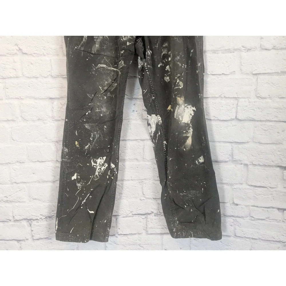 Mens THRASHED  Carhartt‎ Grey Work Pant Relaxed Fit Stains Distressed 32x27